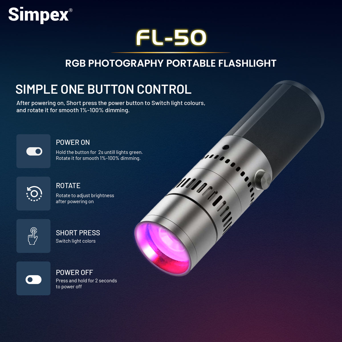 Simpex FL-50 Portable Torch Projector Snoot | Focused Beam for Dramatic Product Fashion Photography