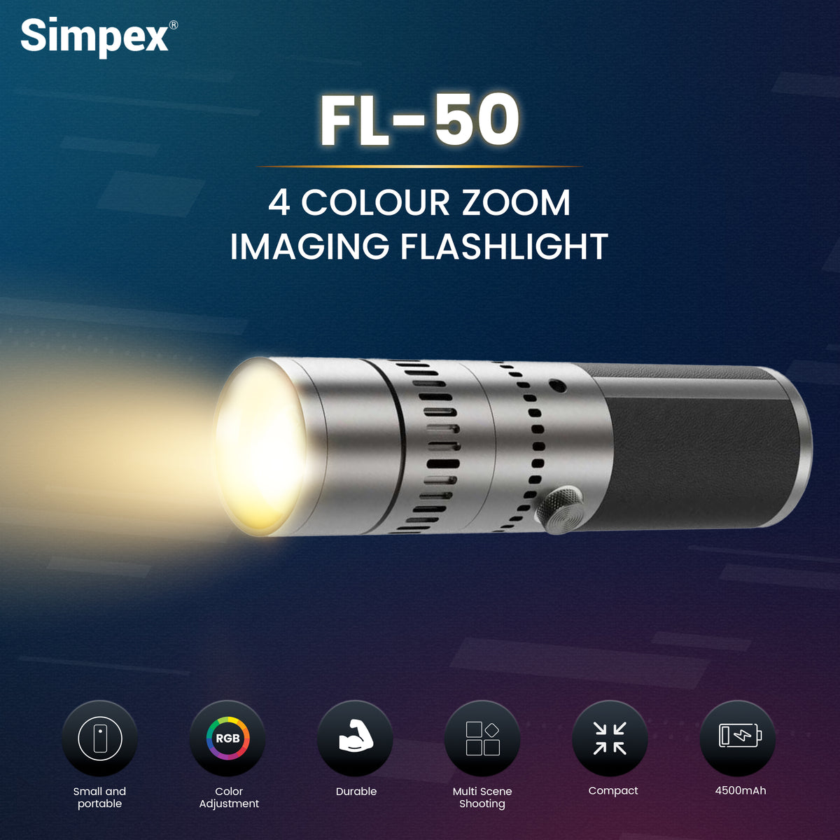 Simpex FL-50 Portable Torch Projector Snoot | Focused Beam for Dramatic Product Fashion Photography