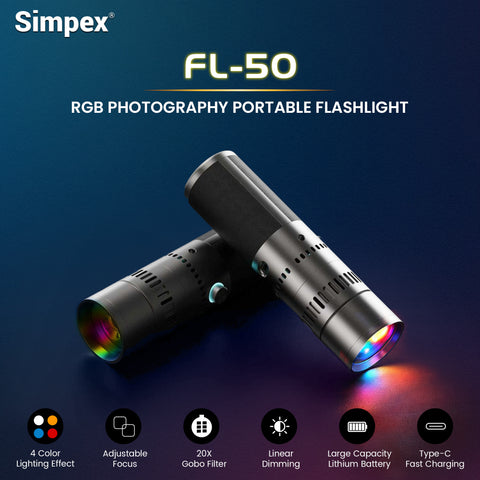 Simpex FL-50 Portable Torch Projector Snoot | Focused Beam for Dramatic Product Fashion Photography