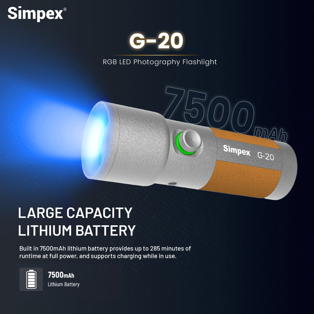 Simpex G-20 RGB Portable Photography Torchlight | Full RGB for Creative Cinematic Photography