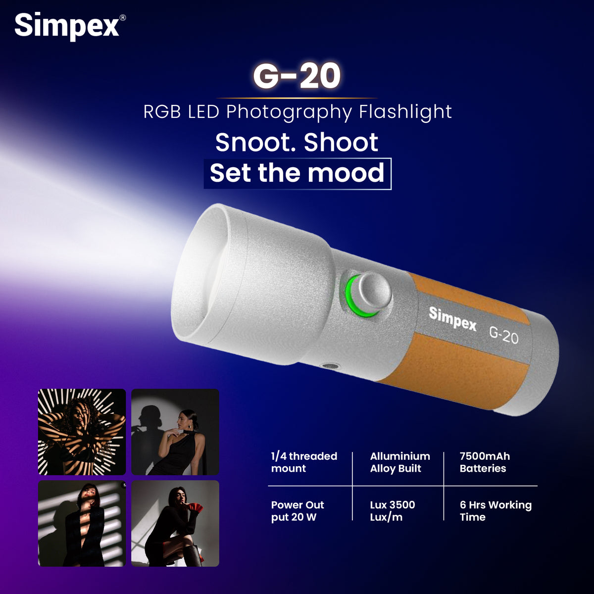 Simpex G-20 RGB Portable Photography Torchlight | Full RGB for Creative Cinematic Photography