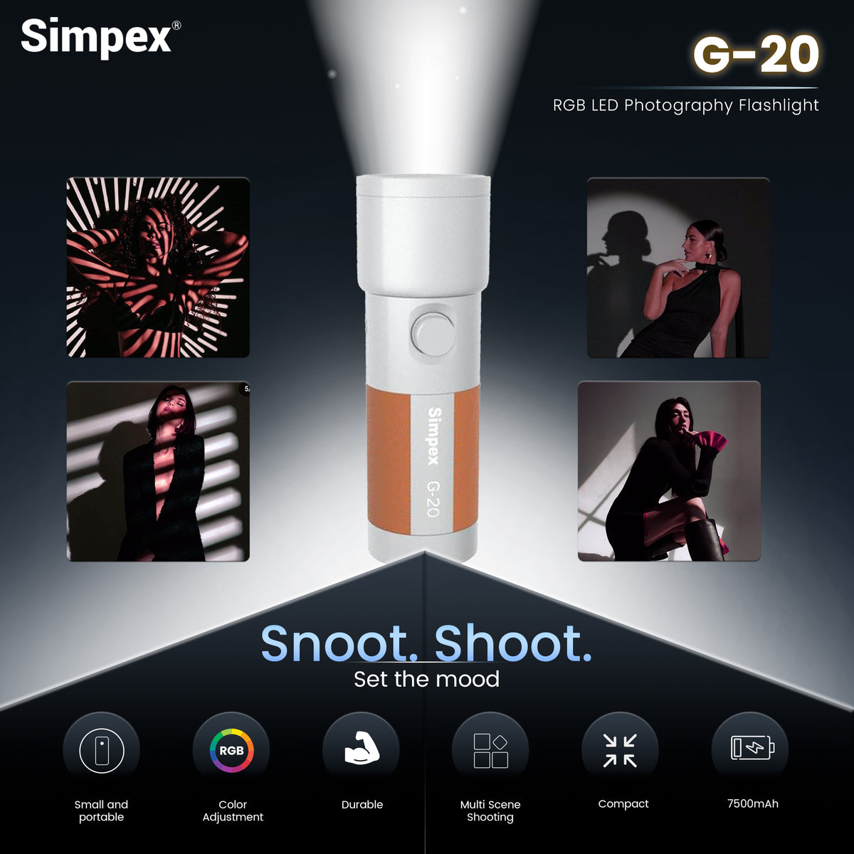 Simpex G-20 RGB Portable Photography Torchlight | Full RGB for Creative Cinematic Photography