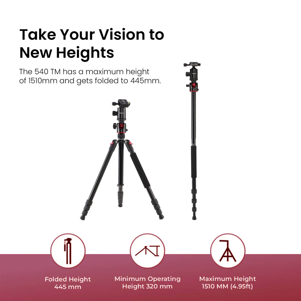 Simpex 540-TM Professional Aluminium Tripod Cum Monopod | Heavy Duty for DSLR Video Camera Photography