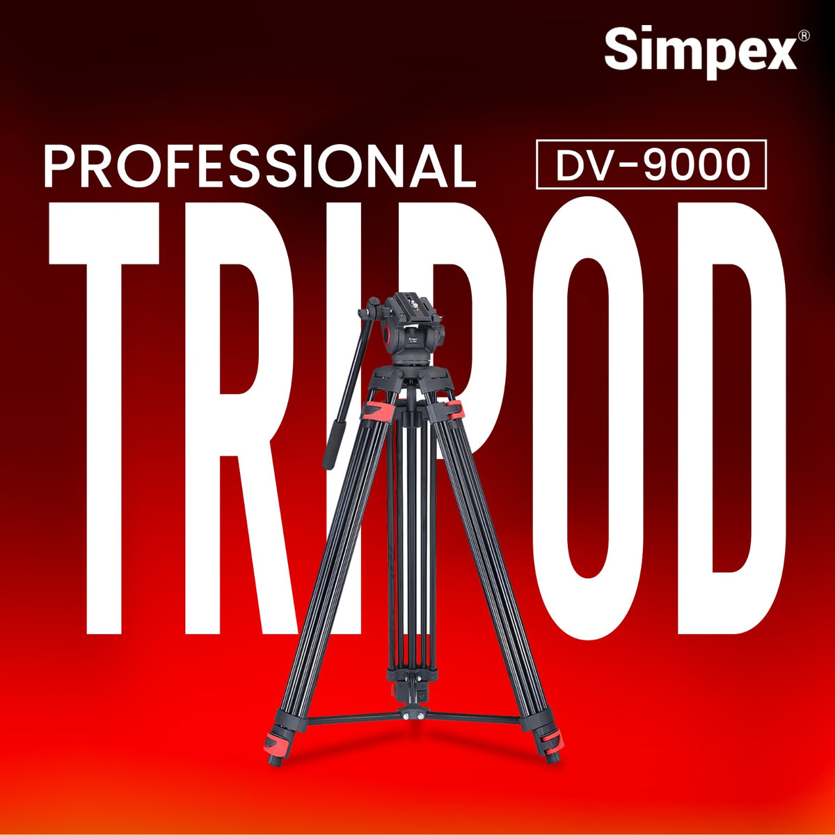 Simpex DV-9000 Professional Heavy Duty Video Tripod | Fluid Video Head for DSLR Camera Videography