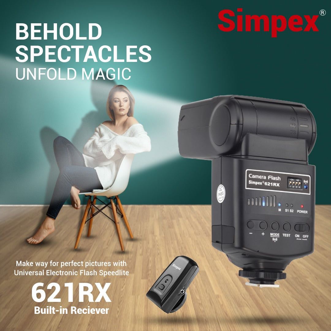Simpex 621RX Universal Electronic Flash with Built-in Trigger | TTL, Bounce Head for DSLR Mirrorless Photography