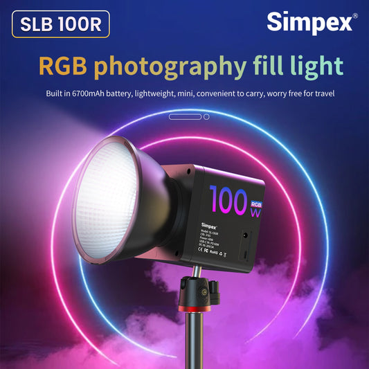 Simpex SLB-100R 100W Portable RGB Video Light | 26800mAh Built-in Battery, Full RGB for Location Studio Shoots