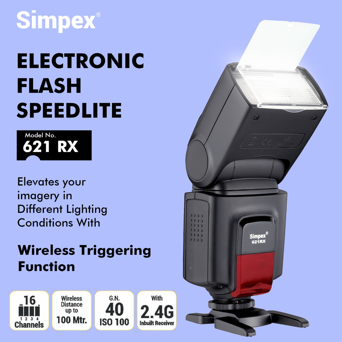 Simpex 621RX Universal Electronic Flash with Built-in Trigger | TTL, Bounce Head for DSLR Mirrorless Photography