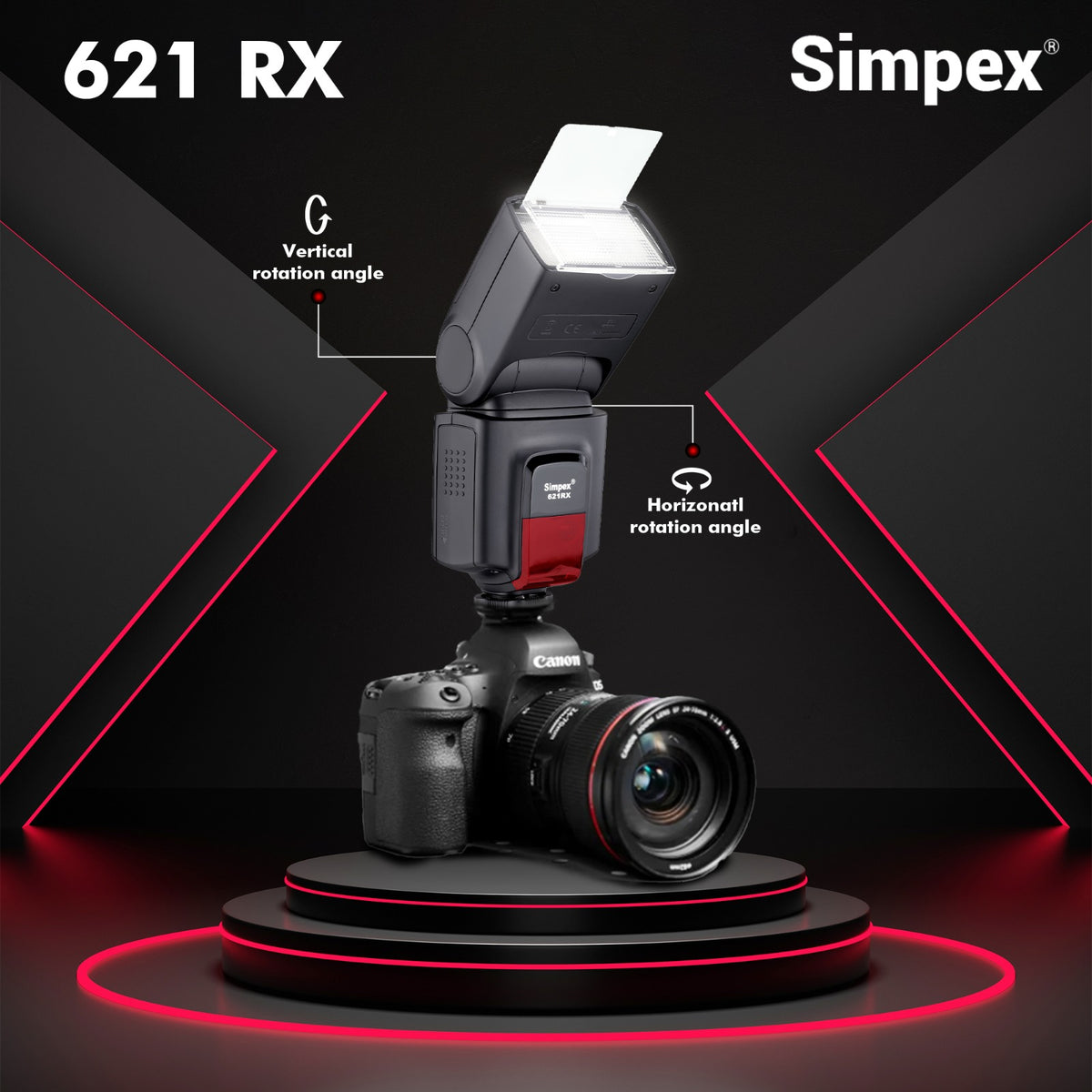 Simpex 621RX Universal Electronic Flash with Built-in Trigger | TTL, Bounce Head for DSLR Mirrorless Photography