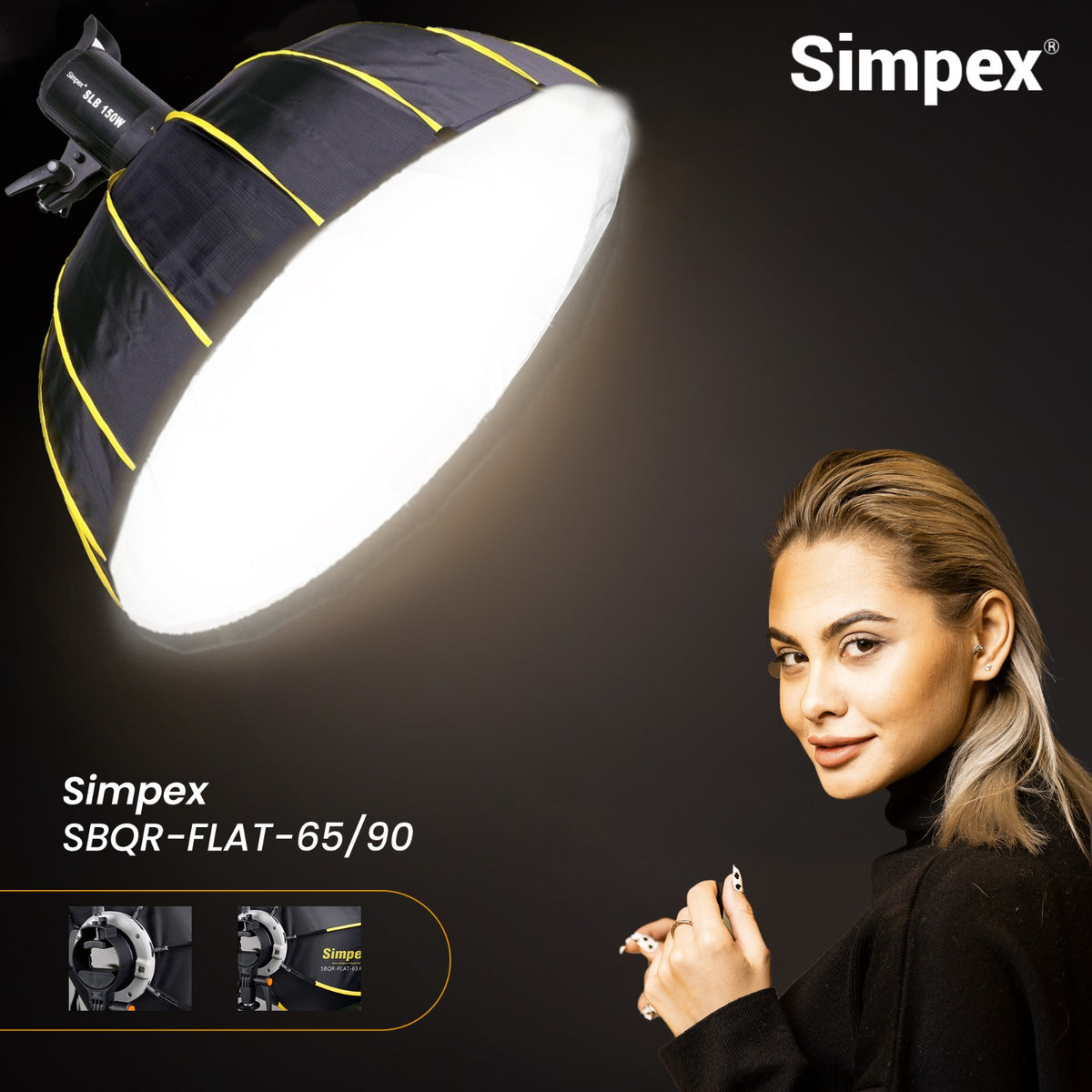 Simpex SBQR-65 65cm Lightweight Portable Softbox | Quick Release Studio Photography for flash and bowens without grid