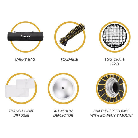 Simpex BXW-65 65cm Beauty Dish Softbox | Bowens Mount for Studio Portrait Fashion Photography