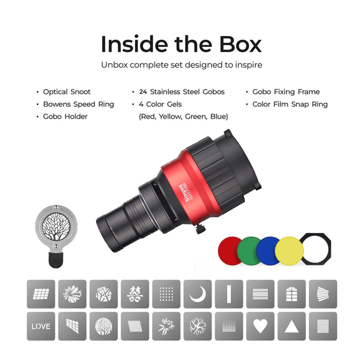 Simpex Gobo Condenser Kit 008 Bowens Mount Optical Snoot | Precision Light Control for Studio Photography Cinematography