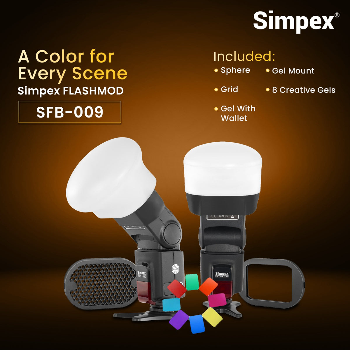 Simpex SFB-009 Flashmod Professional Speedlite Flash Kit | Universal Hot Shoe for DSLR Mirrorless Photography