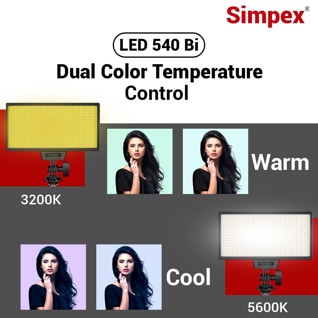 Simpex LED-540 Bi-Colour Video Light | with NP-F770 USB Charging Battery for Photography
