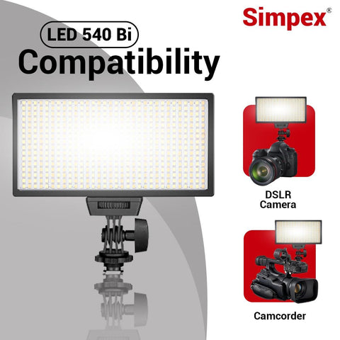 Simpex LED-540 Bi-Colour Video Light | with NP-F770 USB Charging Battery for Photography