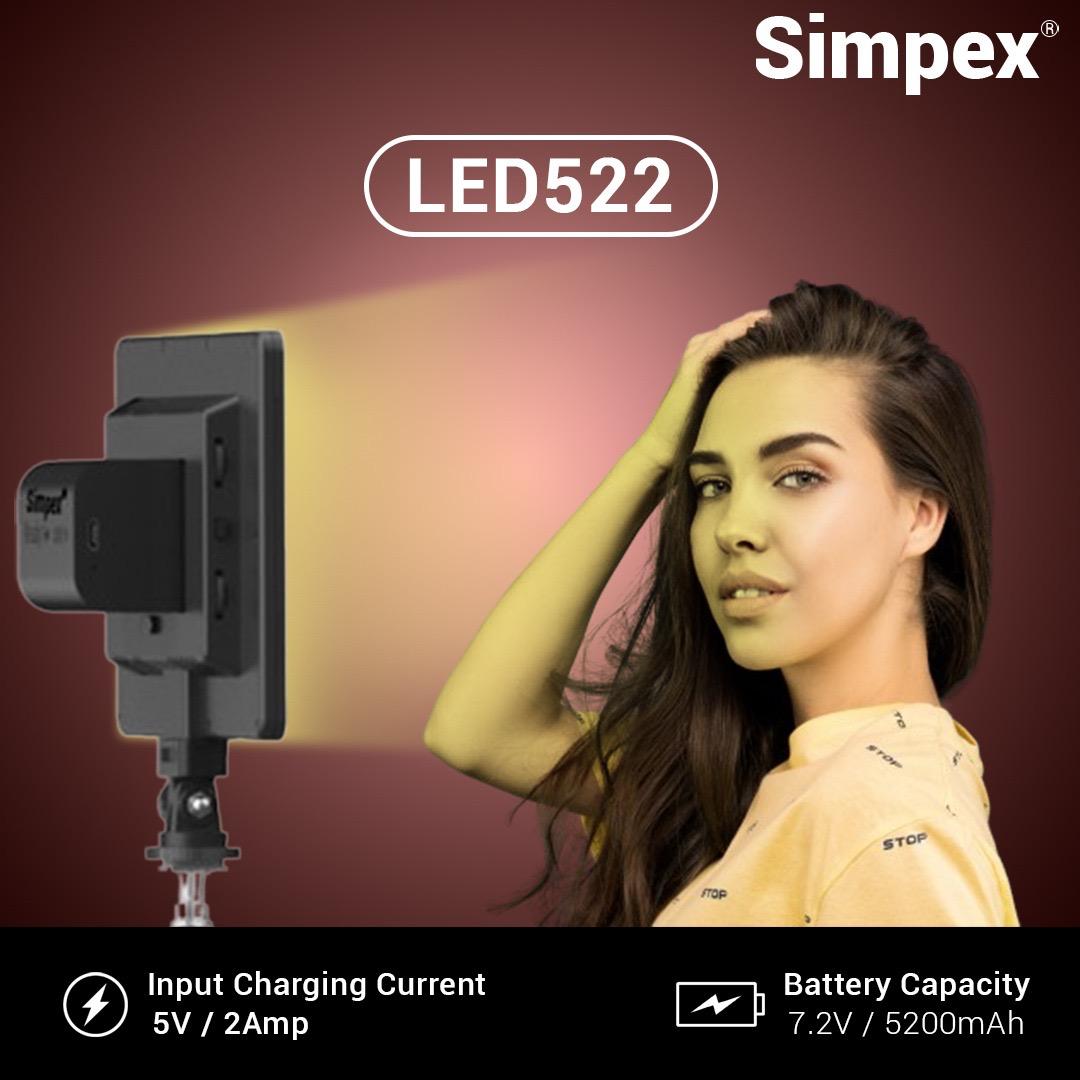 Simpex LED-522 Professional 34W Bi-Colour Video Light | Adjustable CCT for Photography Videography