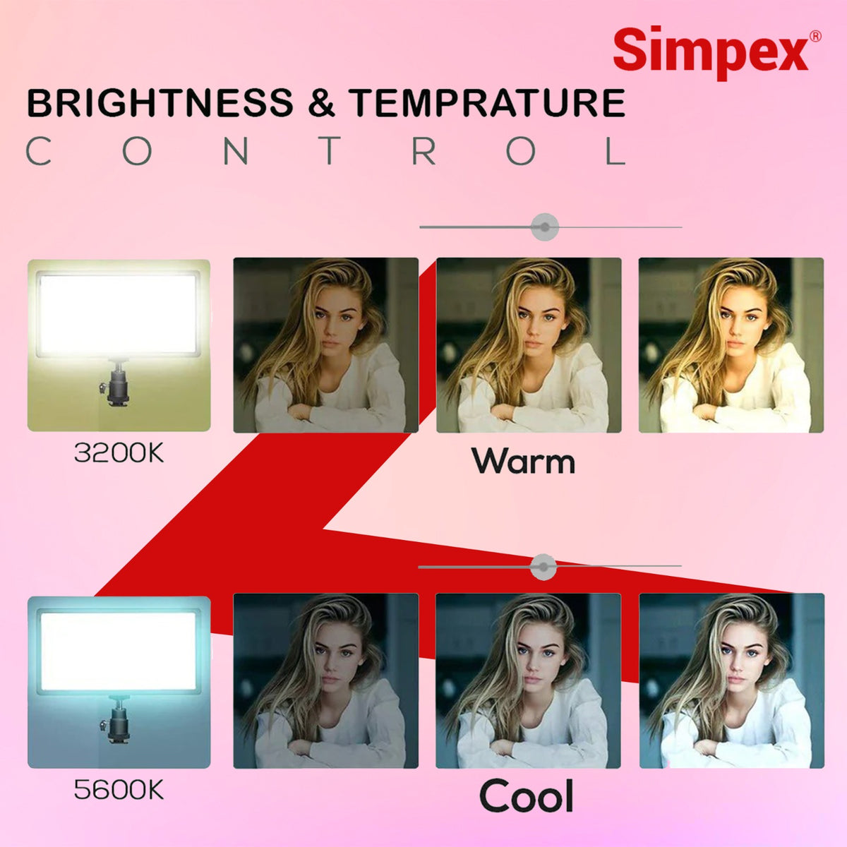 Simpex LED-450 Professional Video Light 3000 Lux | On-Camera LED for Photography Videography
