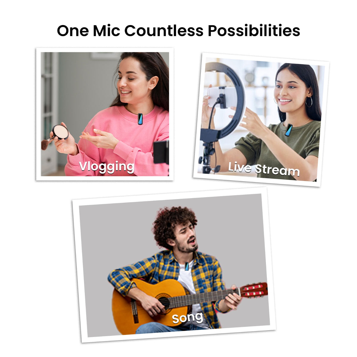 Simpex SWM-009 2-in-1 Wireless Microphone System | Active Noise Cancellation, 50m Range, 8Hrs for Smartphone