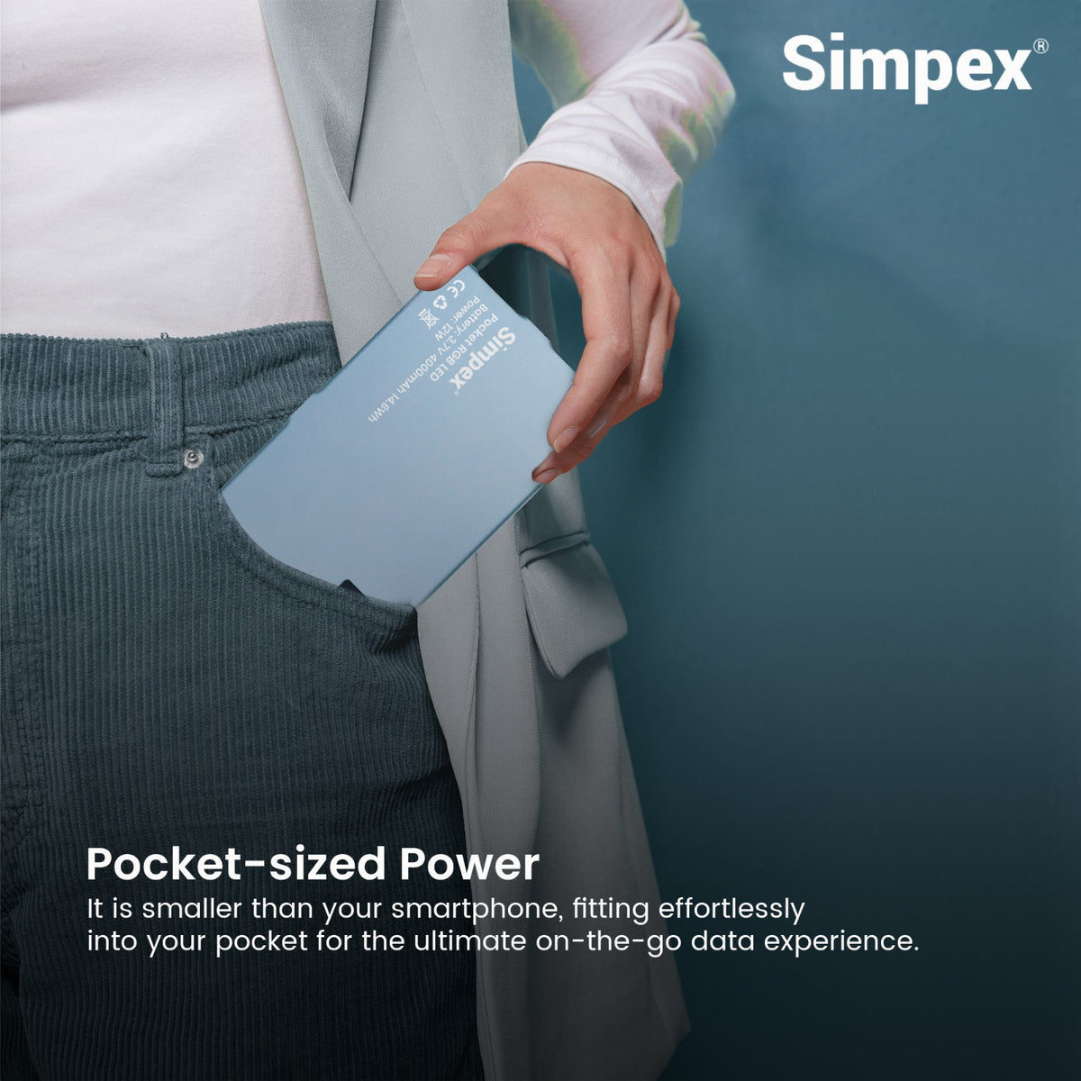 Simpex RGB-200 12W Portable RGB LED Video Light | 4000mAh Battery, CRI 97+, 14 Preset FX Effects
