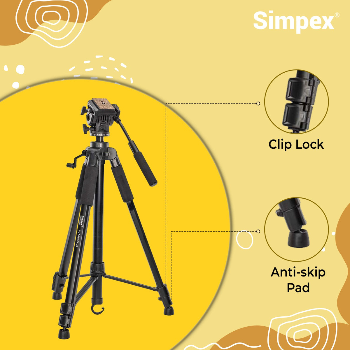 Simpex 880 Plus 165cm Platinum Aluminium Lightweight Tripod | for DSLR Mirrorless Camera Photography