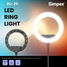 Simpex RL-20 20 Inch Professional LED Ring Light | AC/DC Power for Makeup Portrait Vlogging Live Streaming