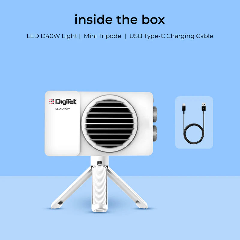 Digitek LED-D40W 40W Bi-Colour Portable LED Video Light | 3200mAh Battery, 2700K-7500K, CRI 95+, 13 FX Modes, Cooling Fan