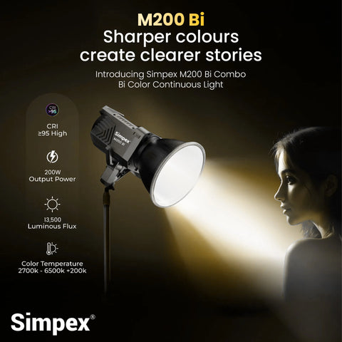 Simpex M-200Bi 200W Dual Colour Continuous LED Light | 18cm Reflector for Studio Photography Videography