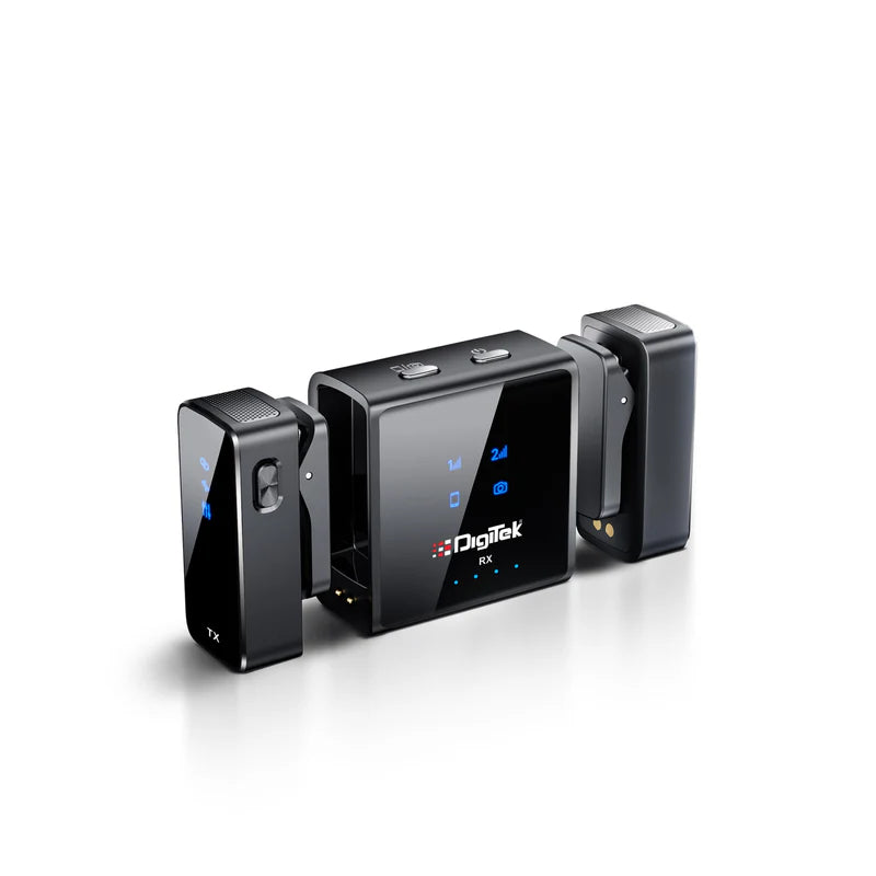 Digitek DWM-117 2-in-1 Wireless Microphone | C-to-C & C-to-Lightning, 360° Noise Cancellation, 70M Range, 6Hr Battery for Smartphones, DSLR