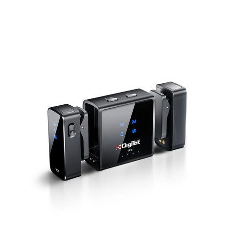 Digitek DWM-117 2-in-1 Wireless Microphone | C-to-C & C-to-Lightning, 360° Noise Cancellation, 70M Range, 6Hr Battery for Smartphones, DSLR