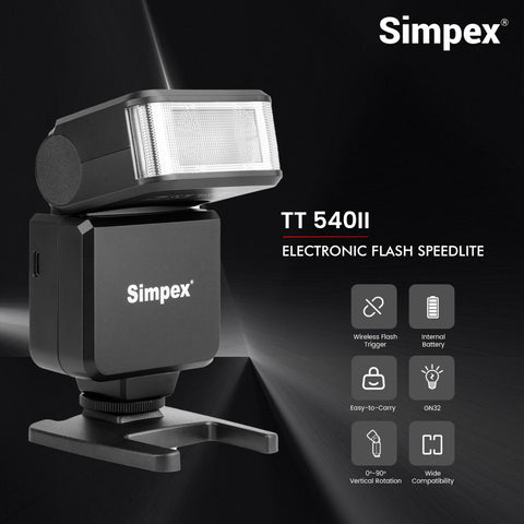 Simpex TT-540 II On-Camera Speedlite Flash Mark II | Bounce Swivel Head, Universal Hot Shoe for DSLR Mirrorless