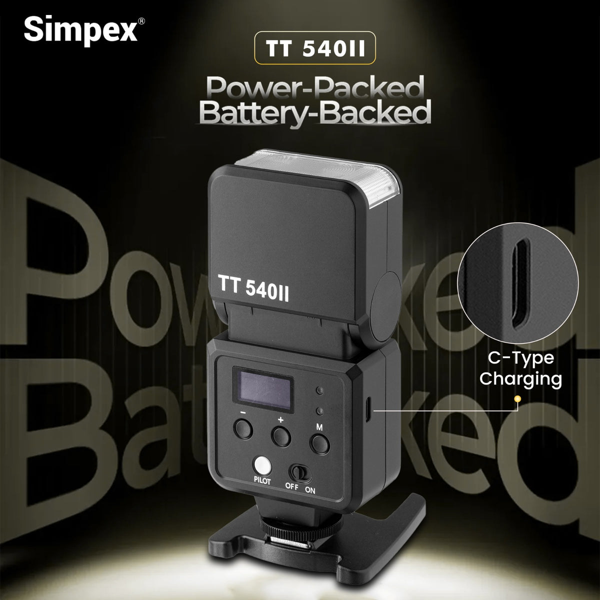 Simpex TT-540 II On-Camera Speedlite Flash Mark II | Bounce Swivel Head, Universal Hot Shoe for DSLR Mirrorless