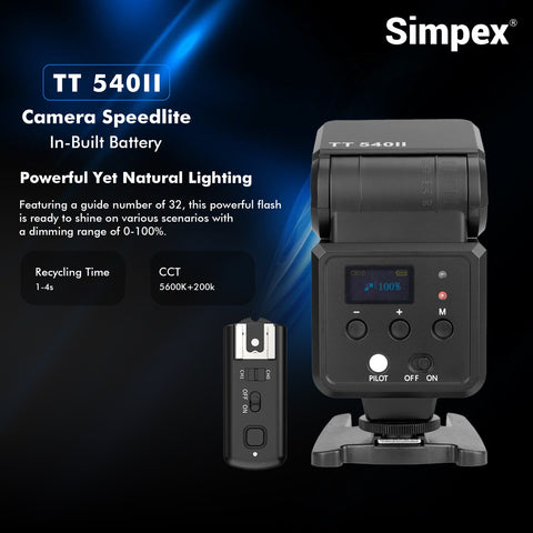 Simpex TT-540 II On-Camera Speedlite Flash Mark II | Bounce Swivel Head, Universal Hot Shoe for DSLR Mirrorless