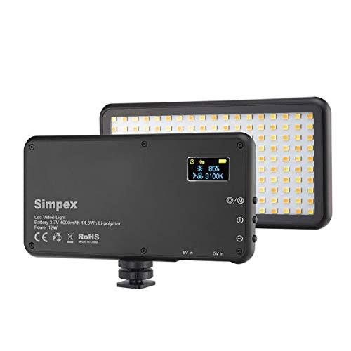 Simpex LED-180 Portable Video Light | Built-in Battery for Photography Videography On-Location