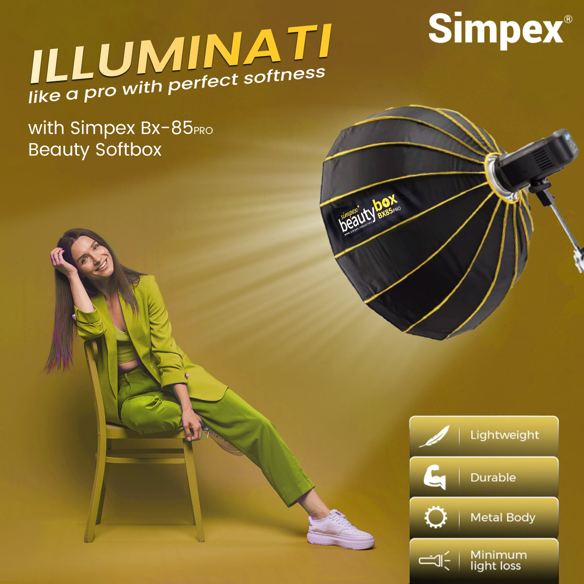 Simpex BX-85 Pro 85cm Beauty Dish Softbox | Bowens Mount for Studio Fashion Editorial Photography