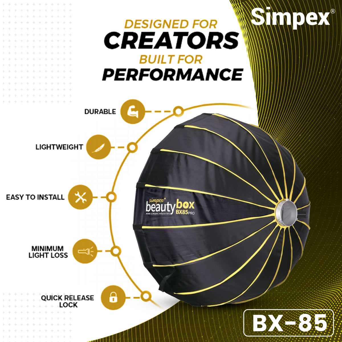 Simpex BX-85 Pro 85cm Beauty Dish Softbox | Bowens Mount for Studio Fashion Editorial Photography