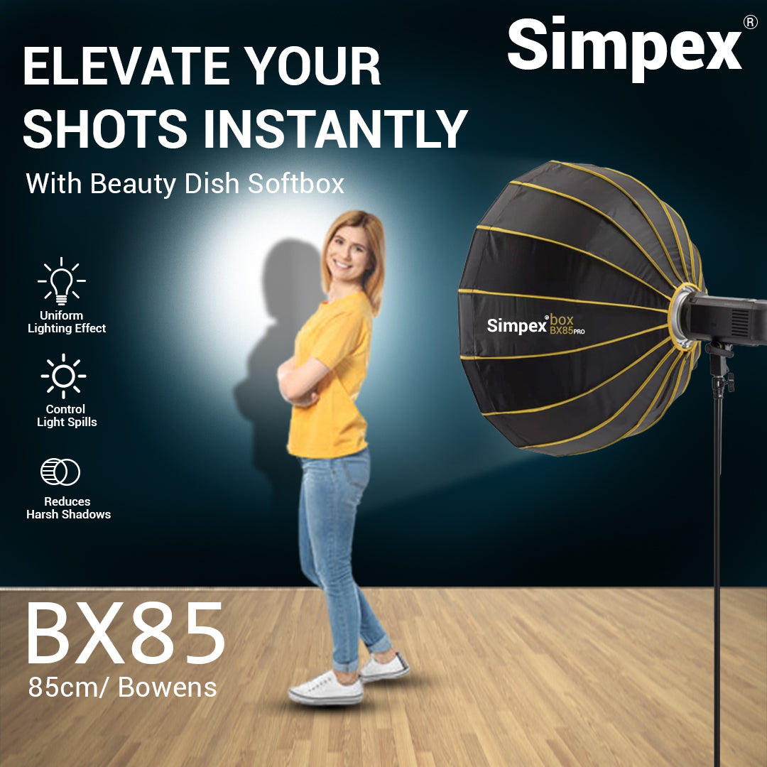 Simpex BX-85 Pro 85cm Beauty Dish Softbox | Bowens Mount for Studio Fashion Editorial Photography