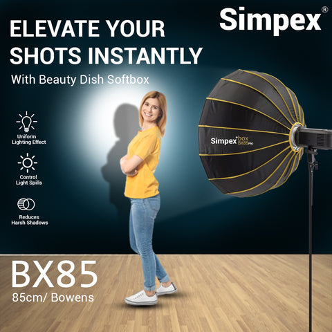 Simpex BX-85 Pro 85cm Beauty Dish Softbox | Bowens Mount for Studio Fashion Editorial Photography