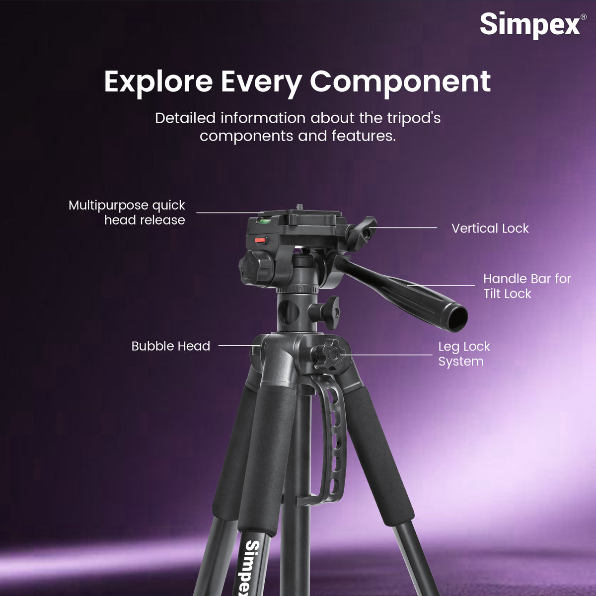 Simpex 790 PRO Professional Tripod Cum Monopod | Aluminium for DSLR Mirrorless Video Camera Photography