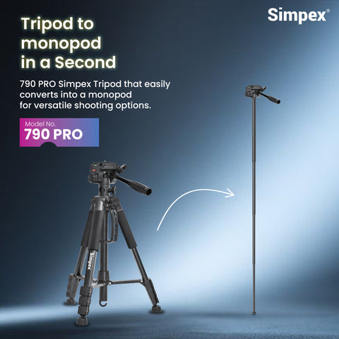 Simpex 790 PRO Professional Tripod Cum Monopod | Aluminium for DSLR Mirrorless Video Camera Photography