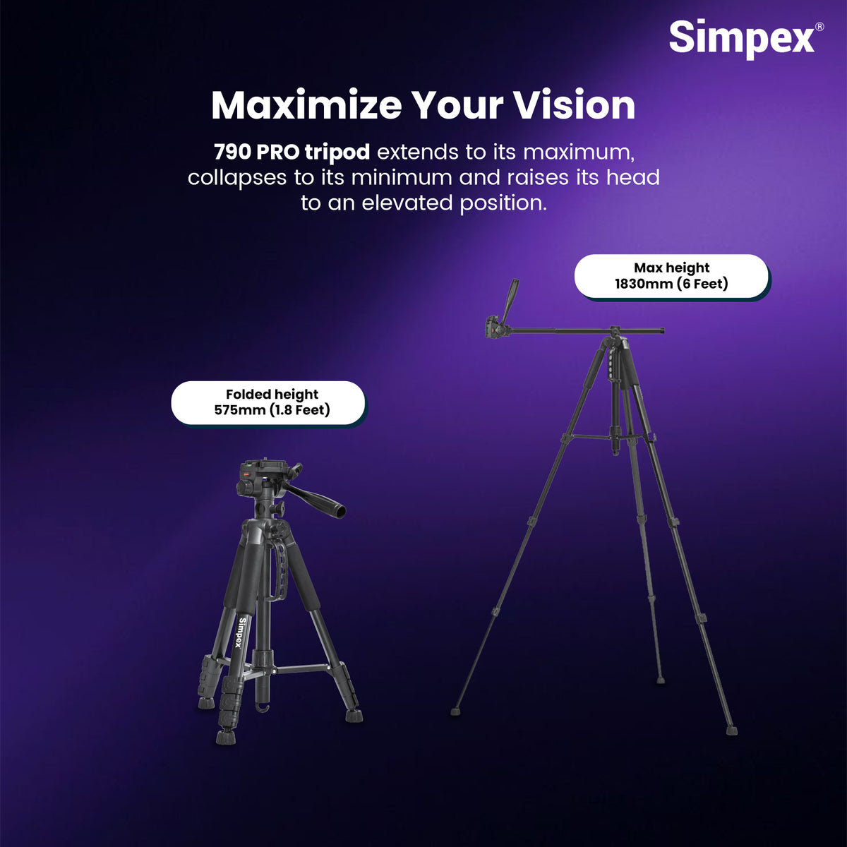 Simpex 790 PRO Professional Tripod Cum Monopod | Aluminium for DSLR Mirrorless Video Camera Photography