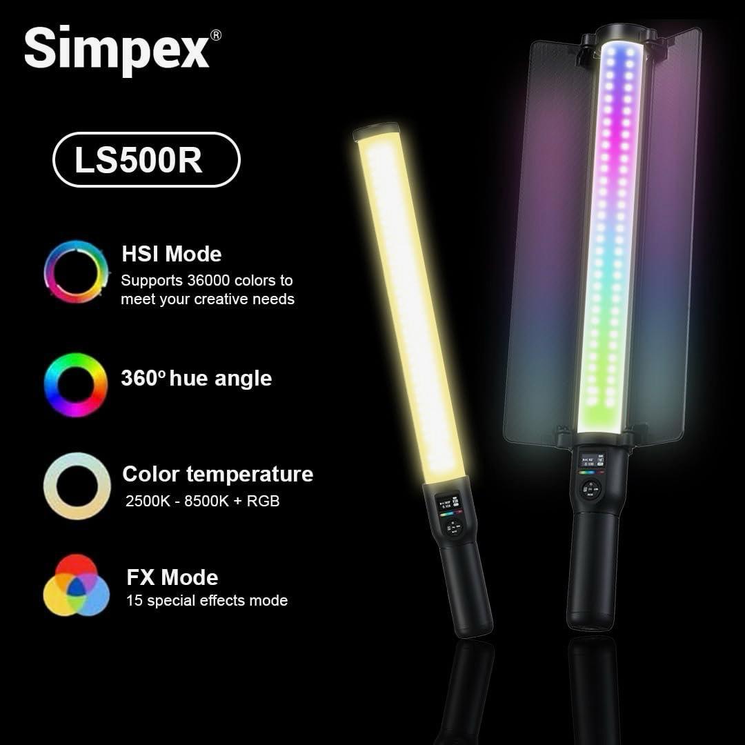 Simpex LS-500R Handheld RGB Stick Light | Full RGB Bi-Colour for Creative Photography Videography