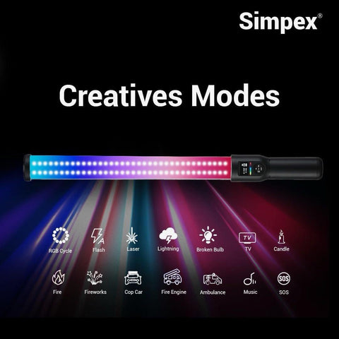 Simpex LS-500R Handheld RGB Stick Light | Full RGB Bi-Colour for Creative Photography Videography