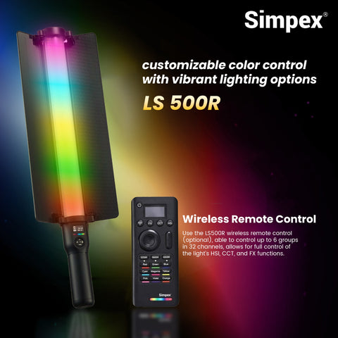 Simpex LS-500R Handheld RGB Stick Light | Full RGB Bi-Colour for Creative Photography Videography