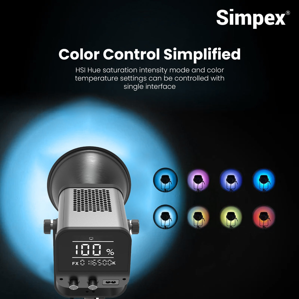 Simpex M-400R RGB Continuous LED Light | APP Controlled, Full RGB + Bi-Colour for Studio Commercial Photography