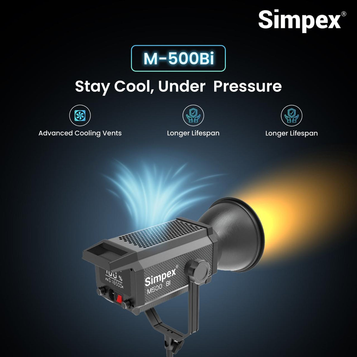 Simpex M-500Bi 500W High Performance Continuous LED Light | Bi-Colour Professional Studio Film Photography