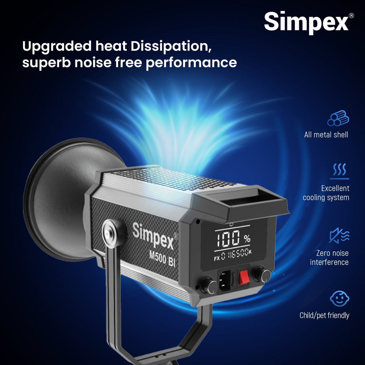 Simpex M-500Bi 500W High Performance Continuous LED Light | Bi-Colour Professional Studio Film Photography