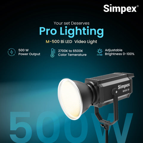 Simpex M-500Bi 500W High Performance Continuous LED Light | Bi-Colour Professional Studio Film Photography