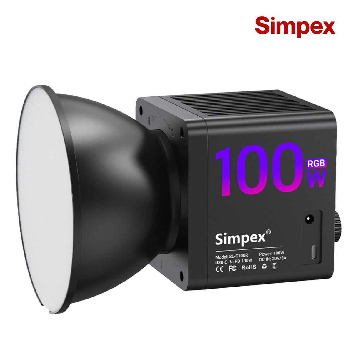 Simpex SLB-100R 100W Portable RGB Video Light | 26800mAh Built-in Battery, Full RGB for Location Studio Shoots