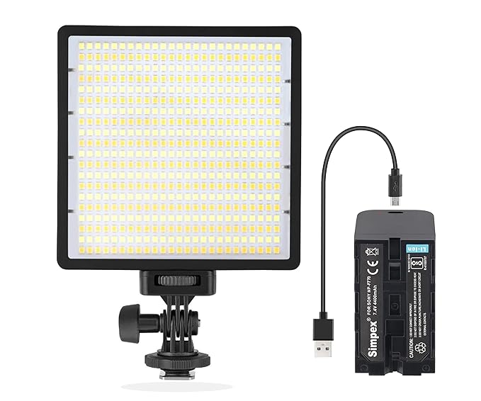 Simpex LED-500 Bi Pocket Size Camera LED Light | with NP-F770 Battery for Photography Video