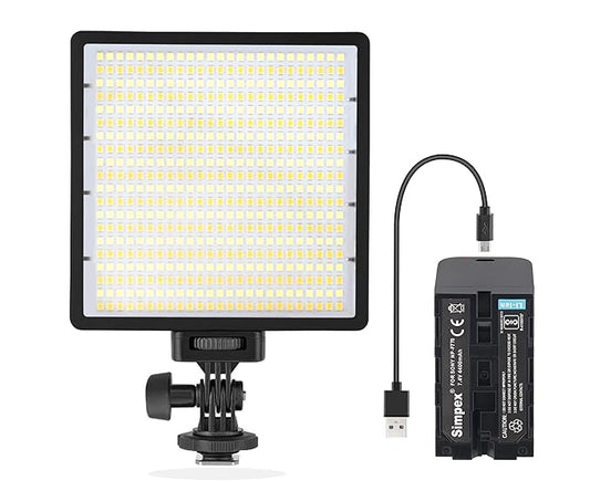 Simpex LED-500 Bi Pocket Size Camera LED Light | with NP-F770 Battery for Photography Video