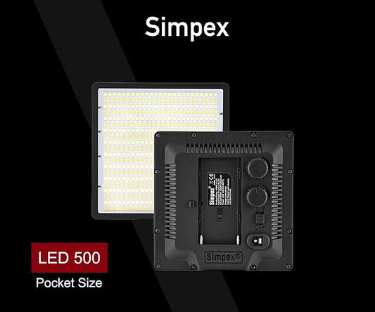 Simpex LED-500 Bi Pocket Size Camera LED Light | with NP-F770 Battery for Photography Video